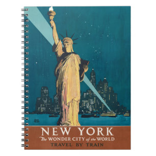 New York City Vintage Travel Liberty Skyline Notitieboek