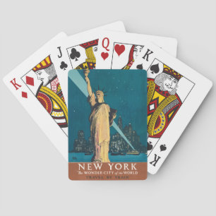 New York City Vintage Travel Liberty Skyline Pokerkaarten