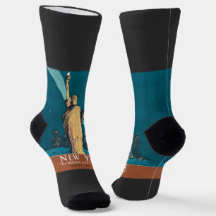 New York City Vintage Travel Liberty Skyline Sokken