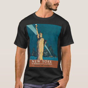 New York City Vintage Travel Liberty Skyline T-shirt