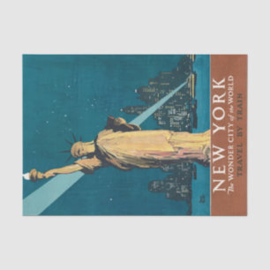 New York City Vintage Travel Liberty Skyline Tissuepapier