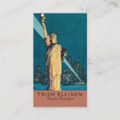 New York City Vintage Travel Liberty Skyline Visitekaartje (Voorkant)