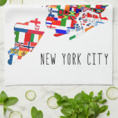 New York City, vlakbij Flags Kitchen Towel Theedoek (Gevouwen)