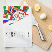 New York City, vlakbij Flags Kitchen Towel Theedoek (Quarter Fold)