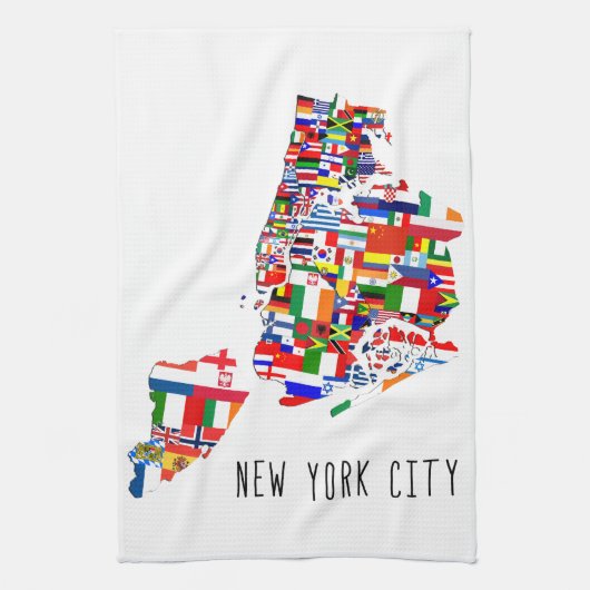 New York City, vlakbij Flags Kitchen Towel Theedoek (Verticaal)
