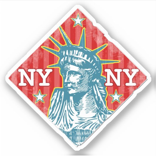 New York City Vrijheidsbeeld Retro NY Reizen Sticker (Voorkant)