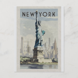 New York City Vrijheidsbeeld Vintage Travel Briefkaart