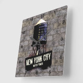 New York City Water Towers Clock Vierkante Klok (Hoek)