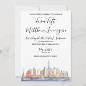 New York City Watercolor Wedding Invitation Kaart (Voorkant)