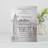 New York City Waterverf Bestemming Chique Bruiloft Kaart (Staand voorkant)