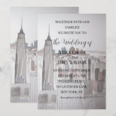 New York City Waterverf Bestemming Chique Bruiloft Kaart (Voorkant / Achterkant)