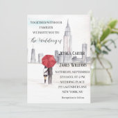 New York City Waterverf Bestemming Chique Bruiloft Kaart (Staand voorkant)