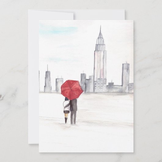 New York City Waterverf Bestemming Chique Bruiloft Kaart (Achterkant)