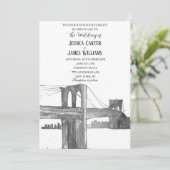 New York City Waterverf Bestemming Chique Bruiloft Kaart (Staand voorkant)