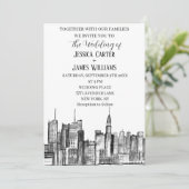 New York City Waterverf Bestemming Chique Bruiloft Kaart (Staand voorkant)