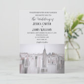 New York City Waterverf Bestemming Chique Bruiloft Kaart (Staand voorkant)