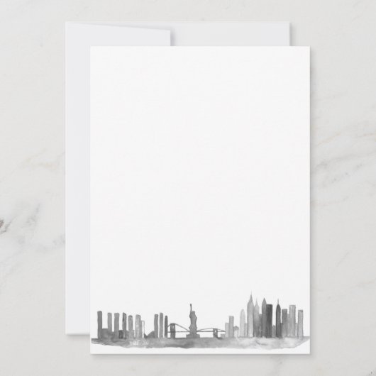 New York City Waterverf Bestemming Chique Bruiloft Kaart (Achterkant)