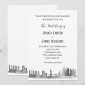 New York City Waterverf Bestemming Chique Bruiloft Kaart (Voorkant / Achterkant)