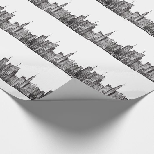 New York City waterverf Manhattan skyline Black Cadeaupapier (Hoek)