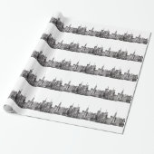 New York City waterverf Manhattan skyline Black Cadeaupapier (Uitgerold)