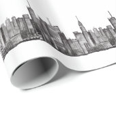 New York City waterverf Manhattan skyline Black Cadeaupapier (Rol Hoek)