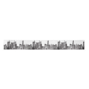 New York City waterverf Manhattan skyline Black Satijnen Lint