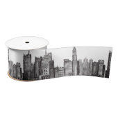 New York City waterverf Manhattan skyline Black Satijnen Lint (Spoel)