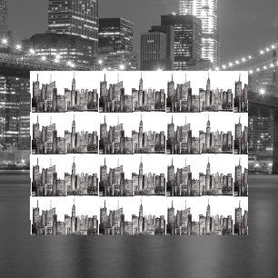 New York City waterverf Manhattan skyline Black Tissuepapier
