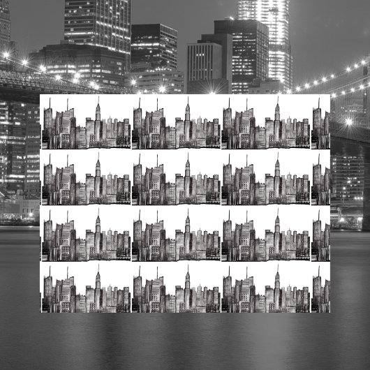 New York City waterverf Manhattan skyline Black Tissuepapier