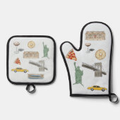 New York City waterverf Ovenwant & Pannenlap Set (Voorkant)