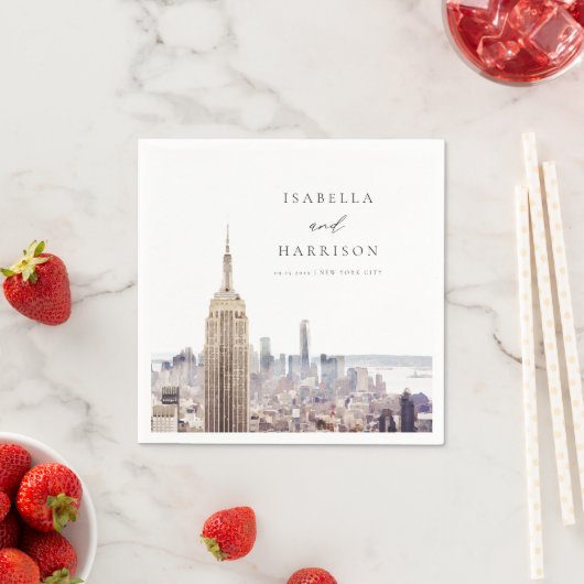NEW YORK CITY Waterverf Skyline Trouwpapier Servet (Insitu)