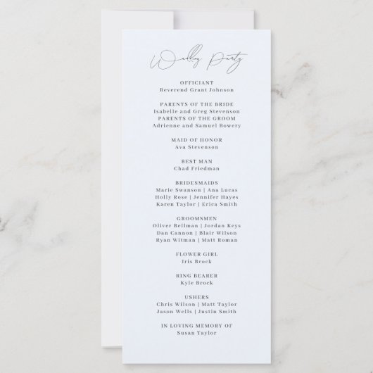 New York City Waterverf Skyline Wedding Programma (Achterkant)