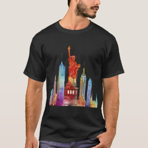 New York City Waterverf standbeeld van Liberty NYC T-shirt