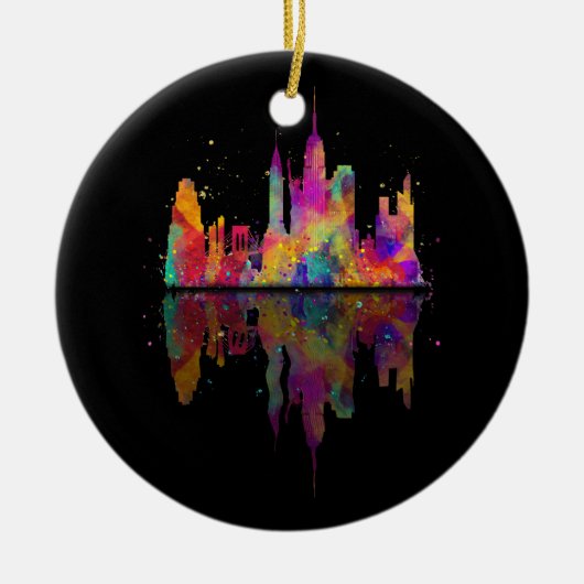 New York City Waterverf Statue of Liberty NYC Co. Keramisch Ornament (Voorkant)