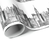 New York City waterverf zwarte manhattan Cadeaupapier (Rol Hoek)