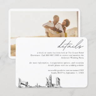 New York City Wedding Hotel Kamer Blok Details Informatiekaartje