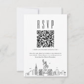 New York City Wedding QR-code RSVP Kaart (Voorkant)