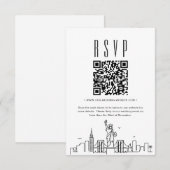 New York City Wedding QR-code RSVP Kaart (Voorkant / Achterkant)