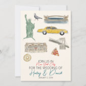 New York City Wedding Waterverf Save The Date (Voorkant)
