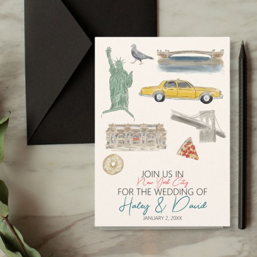 New York City Wedding Waterverf Save The Date