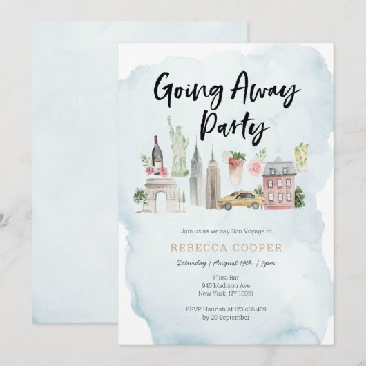 New York City weggaat uitnodiging feest (Voorkant / Achterkant)