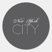 New York City White Text Izable  Ronde Sticker (Voorkant)