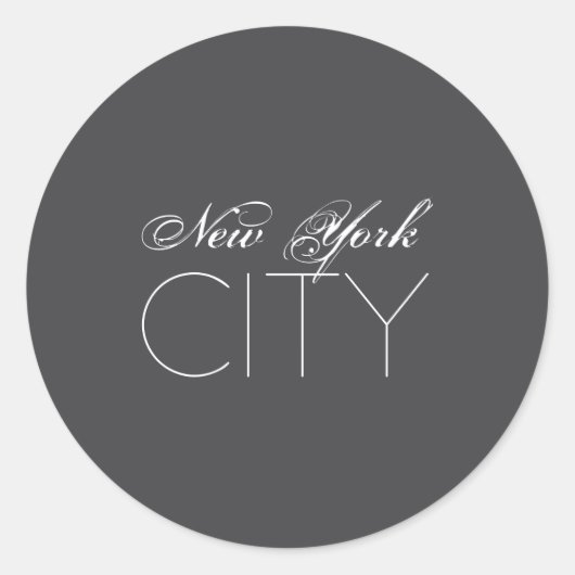 New York City White Text Izable Ronde Sticker (Voorkant)