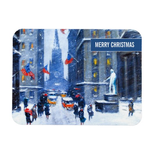New York City.Winter. Fine Art Kerstmis Magneet (Horizontaal)