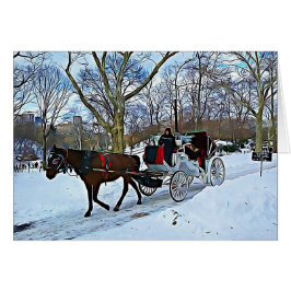 New York City Winter Horse Digital Art Kerstmis