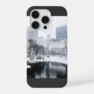 New York City Winter in Central Park Skyline Kunst iPhone 15 Pro Case