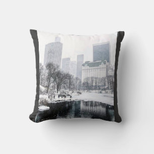 New York City Winter in Central Park Skyline Kunst Kussen