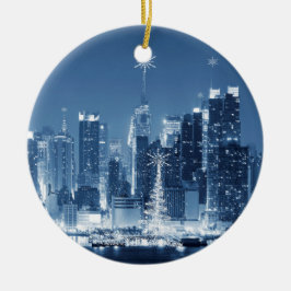 New-York City Winter Skyline kerstadditie Keramisch Ornament