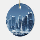 New-York City Winter Skyline kerstadditie Keramisch Ornament (Links)