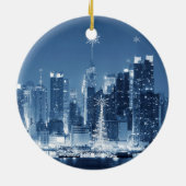 New-York City Winter Skyline kerstadditie Keramisch Ornament (Achterkant)